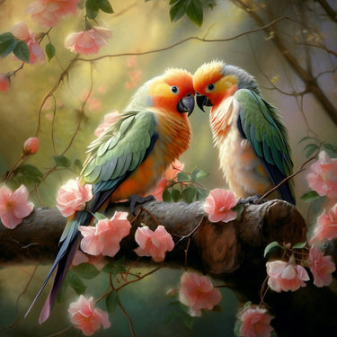 Parrots and Flowers Canvas